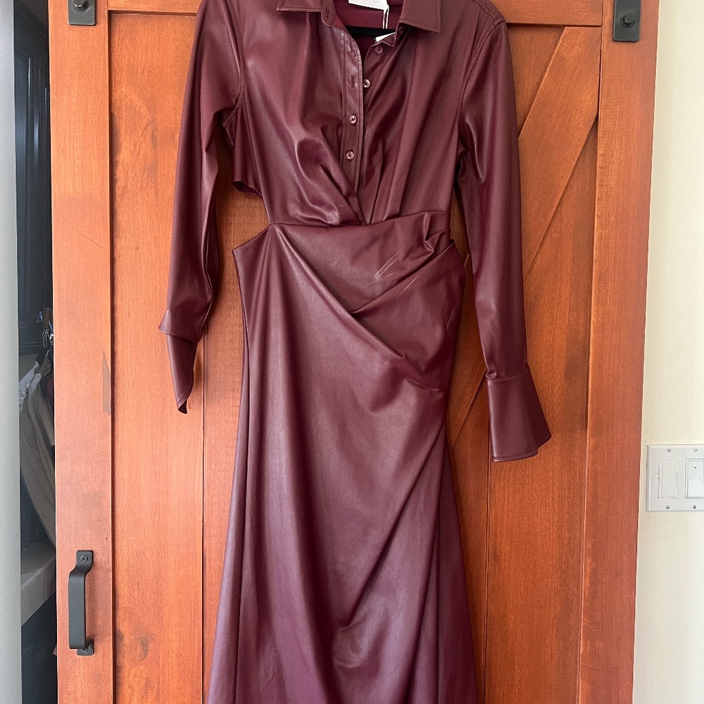 JONATHAN SIMKHAI Mara Draped Vegan leather dress